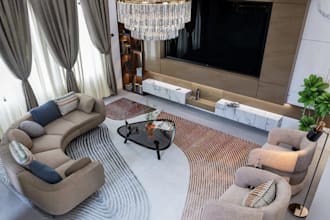redesign cozy apartment interior, classic livingroom design,render furniture set