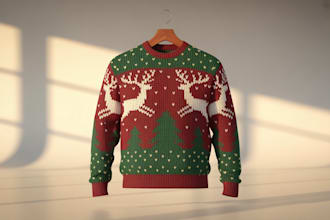 design an ugly christmas sweater and a sweatshirt
