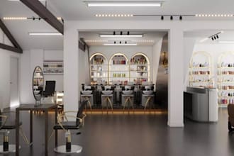 renew 3d luxury beauty salon,hair salon area,interior layout,cgi spa room render