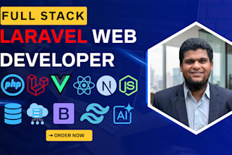 develop a laravel full stack web app with vuejs, reactjs, nextjs, rest api