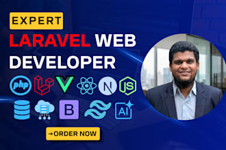 develop a laravel full stack web app with vuejs, reactjs, nextjs, rest api