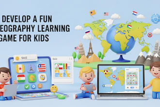develop a geography learning game for kids
