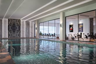 redesign 3d swimming pool,gym interior,fitness center, sport arena,event center