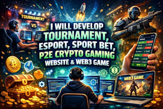 develop tournament, esport, sport bet, p2e crypto gaming website, and web3 game