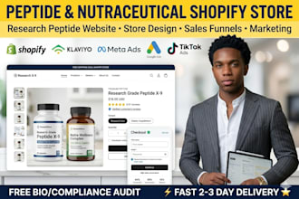 design peptide shopify store research peptide website peptide marketing ads