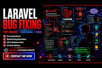 fix laravel bugs, laravel errors, php laravel web development issues in 24 hours