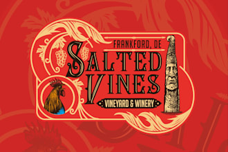 design a vintage colorful wine, beer and pub logo for your bar or brewery