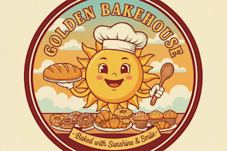 draw a cheerful vintage cartoon for branding