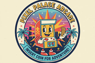 create a nostalgic retro cartoon emblem