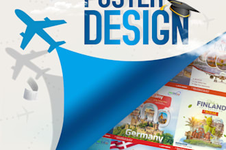 create modern study tour flyer, poster design