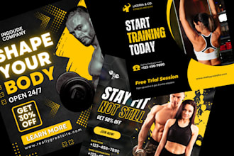 design modern gym flyers to promote gym fitness business gym promotion flyer