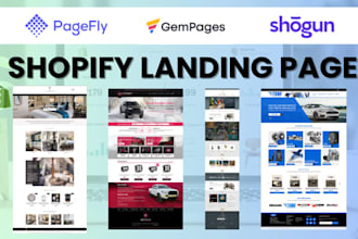 design shopify landing page with pagefly, shogun and gempages