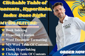 create clickable table of content, book indexing and hyperlink