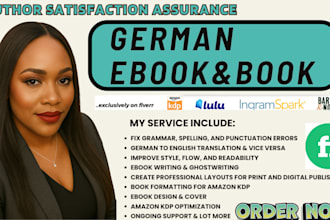 proofreading line editing german book formatting ghostwriting book editing KDP