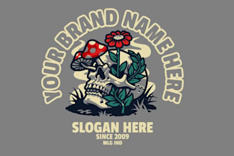 make creative skull mushroom logo