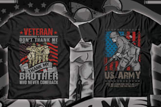 make veteran army, US military custom t shirt logo design