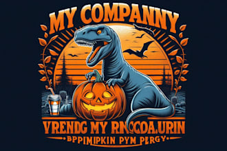 design premium vintage dinosaur brings pumpkin logo t shirt design