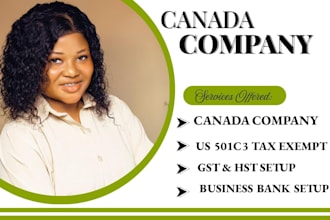 canada company, US llc, 501c3 nonprofit, gst hst bank setup for non resident