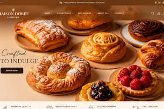 design pastries shopify store food catering website cafe bakery food website