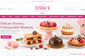design pastries shopify store food catering website cafe bakery food website