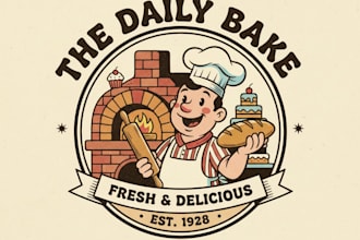 design a classic cartoon bakery logo
