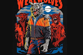 design t shirt werewolf wolves horror movie logo