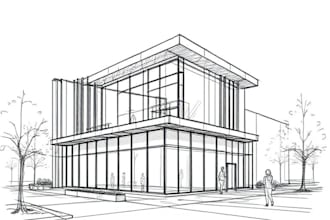 draw an architectural sketch for commercial use