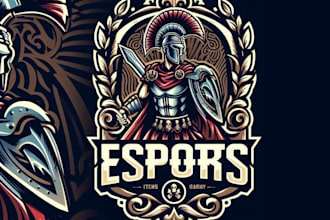 make esport vintage gladiator logo with unlimited revisions