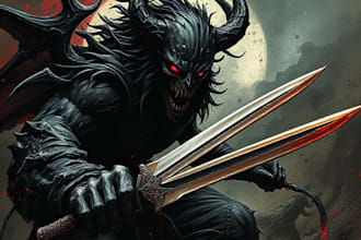 draw custom dark berserk style art in high quality