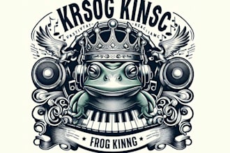 design vintage esport music frog king logo