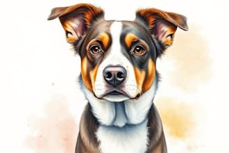custom pet portrait, two pet portrait, watercolor portrait