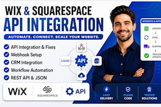 fix api integration, webhook errors and automate wix or squarespace website