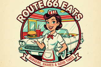design a retro diner style cartoon logo