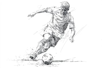 sketch sport player into vector, cartoon football