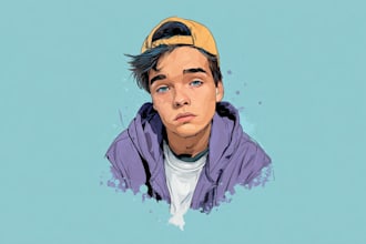 draw a sketch or full color portrait in a cartoon style