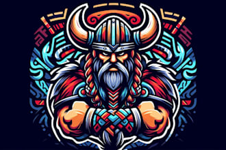 design illustration viking mascot logo for gaming,youtube,website