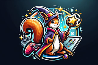 make an amazing squirrel mage sport logo design in one day