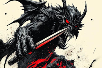 draw custom dark berserk style art in high quality