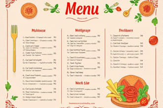 design food menu, restaurant and digital menu
