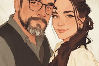 paint a couple portrait illustration in my style for you