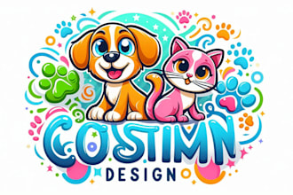 do custom pet, cartoon, mascot, dog, cartoon character, cat logo just for you