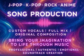 create produce j pop k pop rock japan anime style custom song or cover singing