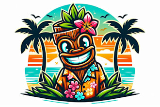 design a unique tiki bar mascot logo for your brand