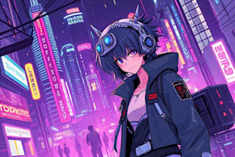 create science fiction, fantasy, cyberpunk illustration