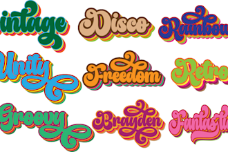 design custom 70s, typography and t shirt logo