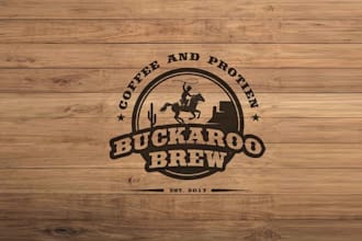design modern super buckaroo brew logo
