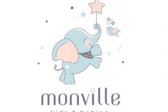 make unique kids logo and baby brand for children shop