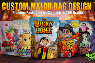 design custom weed mylar bags, cannabis packaging, cbd product labels