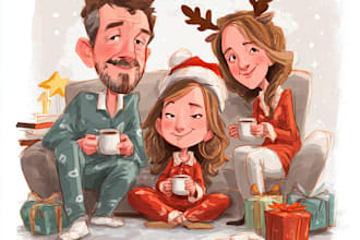 create a christmas caricature, a winter holiday caricature