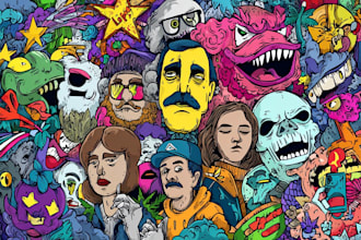 draw amazing doodle art graffiti cartoon illustration